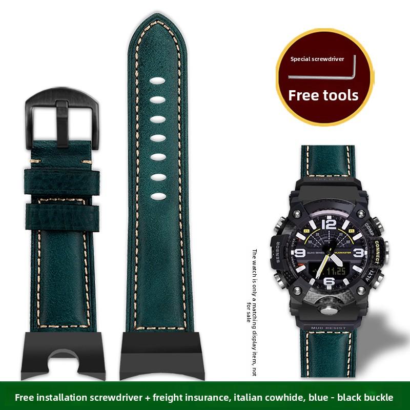 GG-B100 Bracelet de montre en cuir de vachette italienne Pour Casio G-Shock Little Mud King GG B100 Bracelet vintage en cuir véritable pour homme