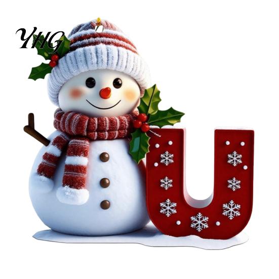 Acrylic Holiday Keepsake Gifts 2D Snowman Christmas Ornaments, Personalized Letter Ornaments for Tree, Unique Souvenirs Initial Ornament, Ornament DIY