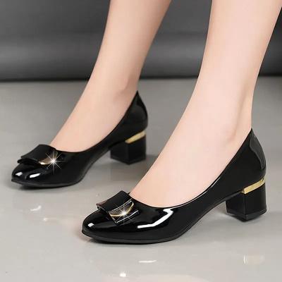 Ladies 2024 New Temperament Belt Heel Shoes Office Square Heel High Heels Fashion Sweet Plus Size High Heels Shoes for Women