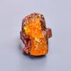 Hessonite Garnet Rough Stone Mother Gift Eternity Sisters Day Trendy Ring Copper V-11