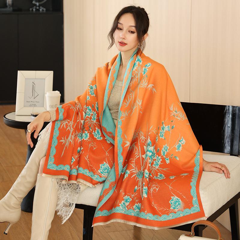 65 * 190 cm Autunno e Inverno Nuovo Sciarpa Versatile Semplice Tinta Unita con Frange Imitazione Cashmere Double-Sided Sciarpa Calda Shawl d'Atmosfera