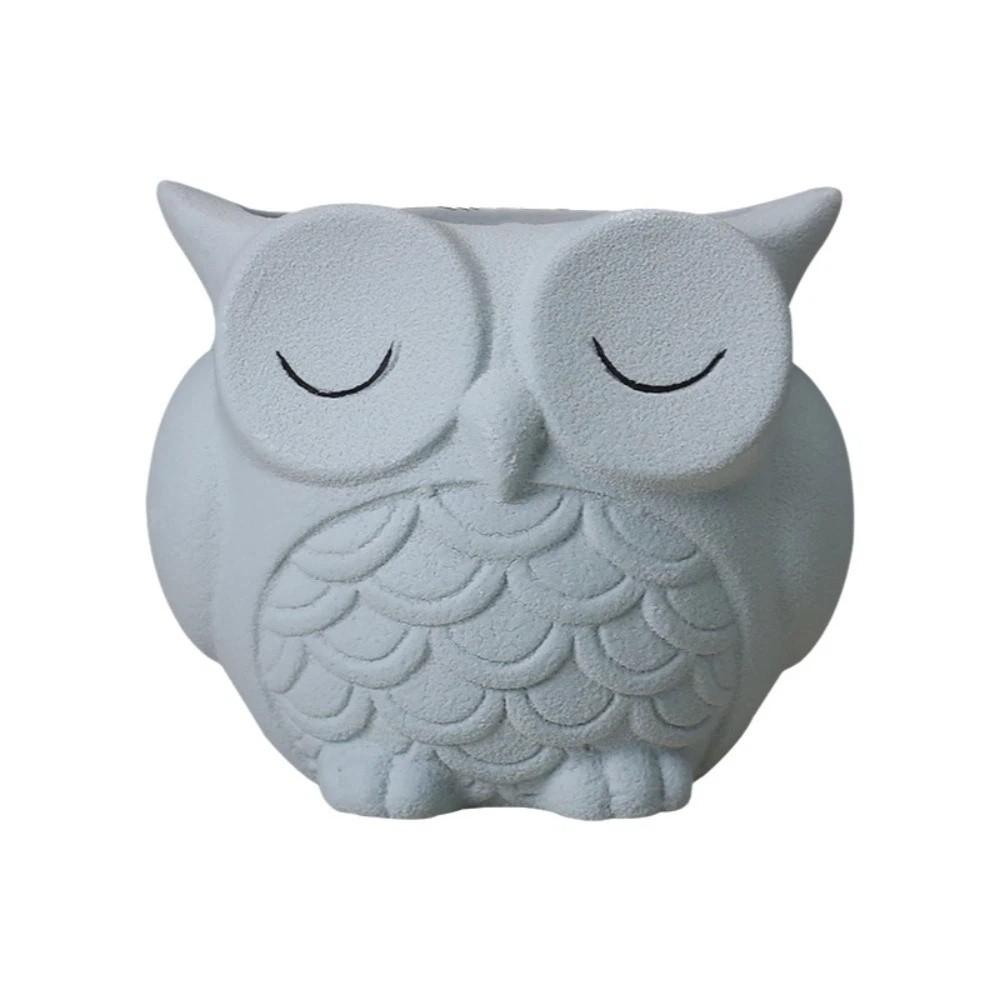 Cute Owl Planter Ceramics Green Onion Pots Bonsai Vase Growing Pots  Garden зелёный