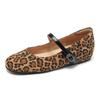 Krazing Pot Suede Round Toe Size 42 Low Heels Buckle Straps Leopard Prints Increased Vintage Autumn Pumps