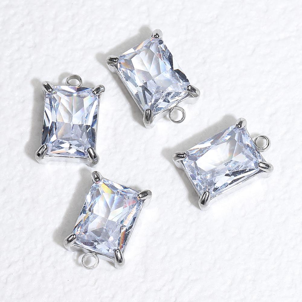 

10pcs 5pcs Gold Color Stainless Steel Zircon Pendants Green Transparent Crystal Charms Beads for Necklace Jewelry Making DIY 5pcs