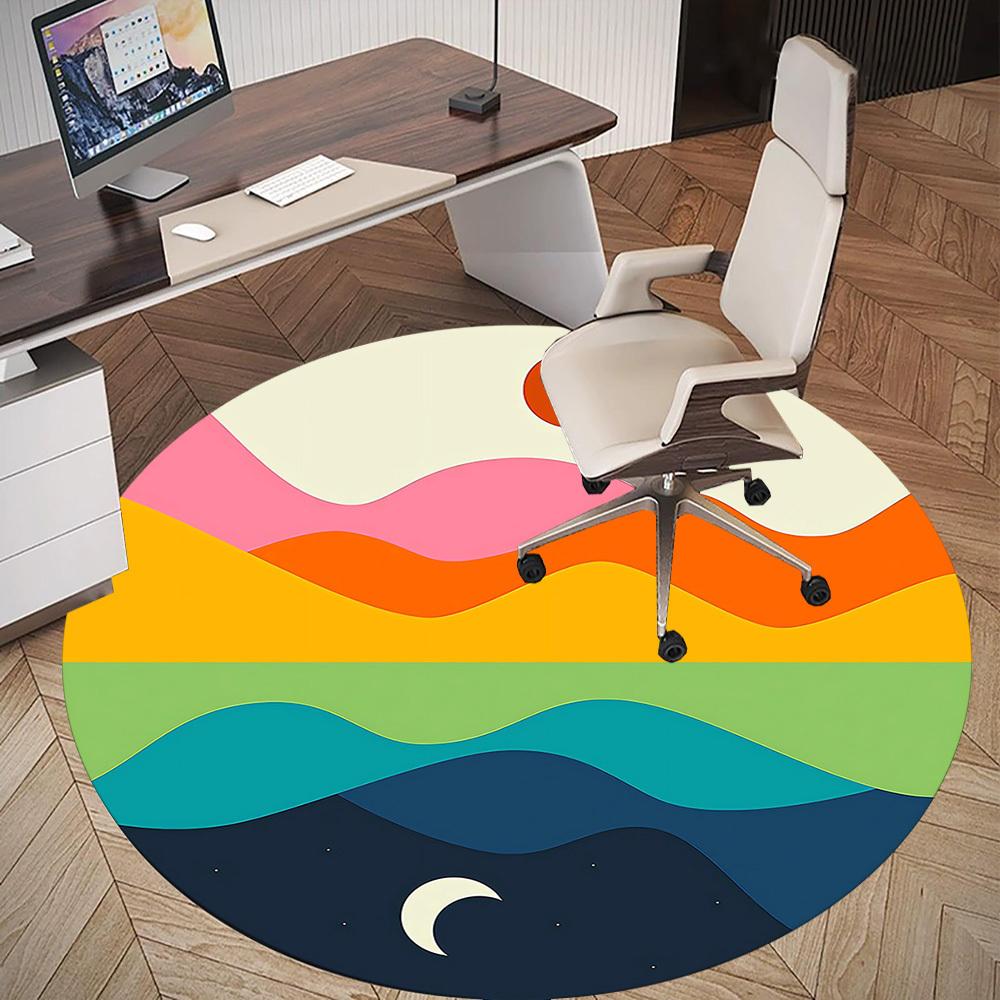 1pc sunset moon Round Chair mat Area Rug - Non-Slip, Floor Mat for Office, Bedroom, and Indoor Decor c1118041