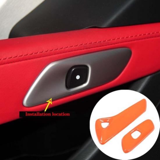 Orange Door Switch Button Trim Cover For Corvette C7 Z06 ZR1 Coupe Convertible