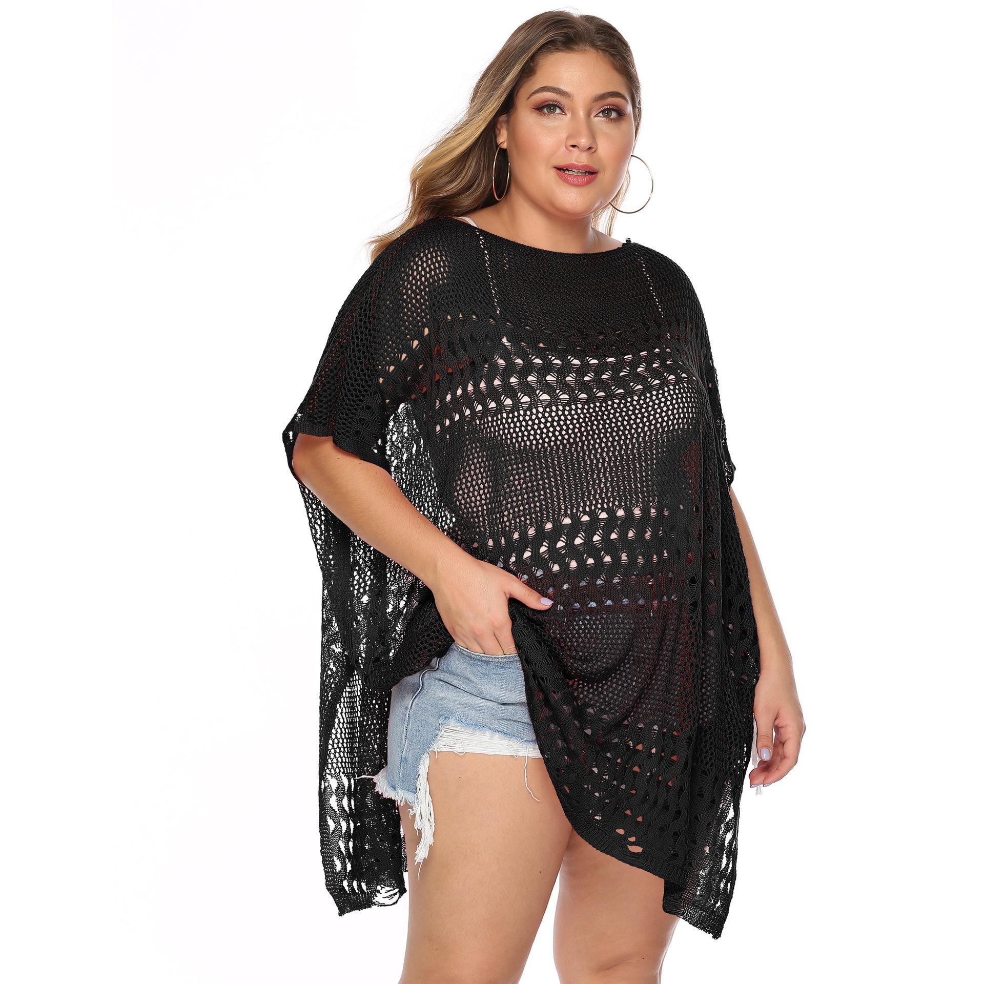 

Наружный комбинезон, женское пляжное платье, большие размеры, прозрачное пляжное бикини, накидки 4XL чёрный