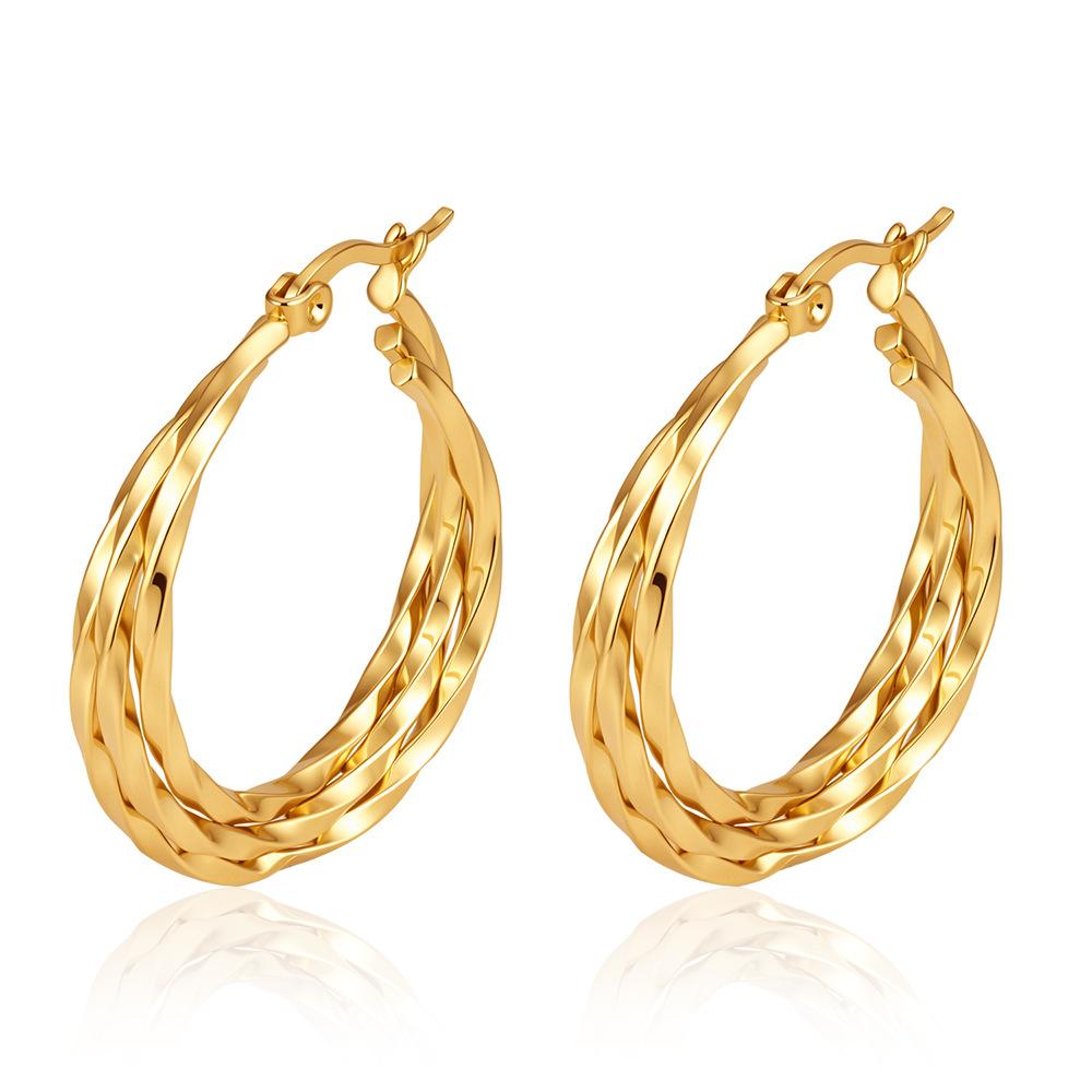 Direct supply multi-layer stainless steel earrings women's trend light luxury versatile earrings plated 18k earrings fashion