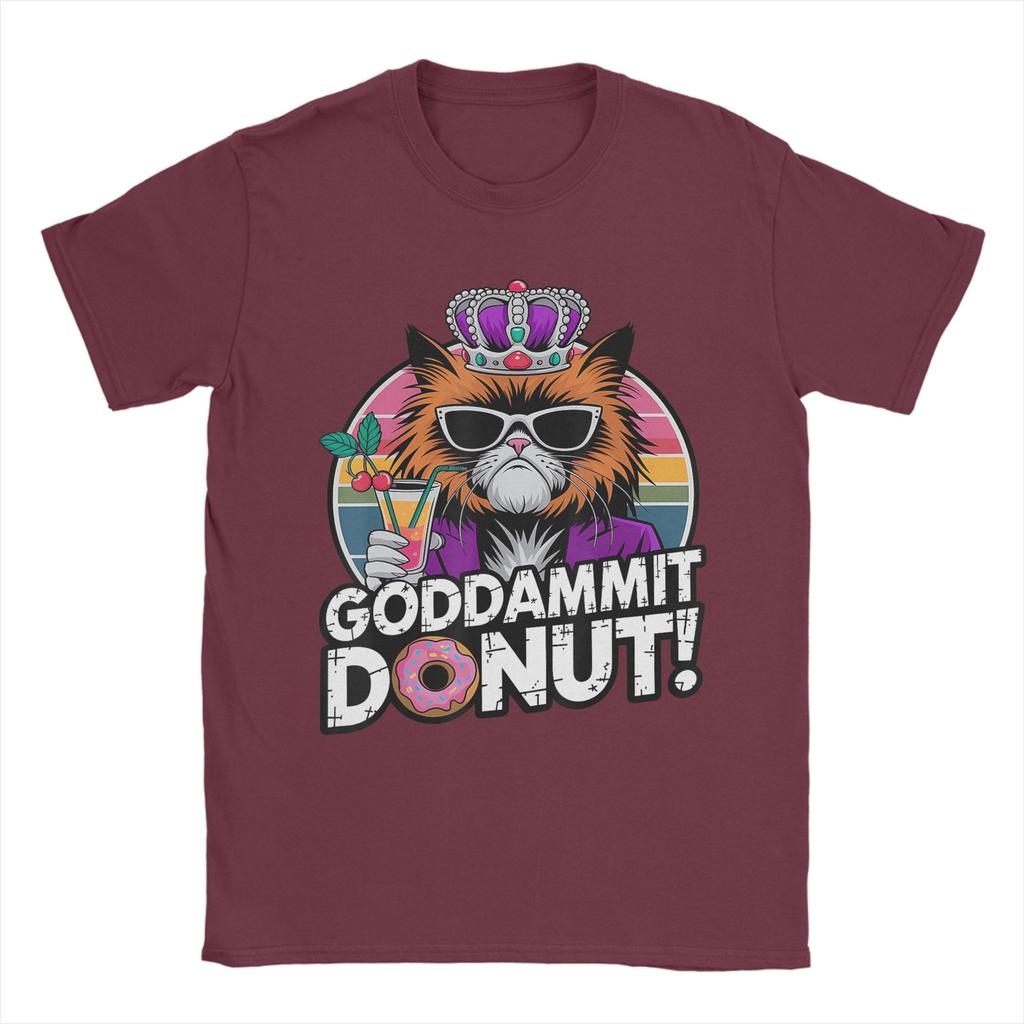 Goddammit Donut Funny Princess Cat Glasses TShirt Summer Cotton T Shirts For Men Trendy Cool Casual Tee Shirt Yk Top Tees