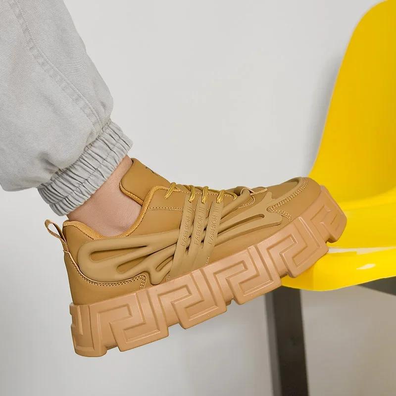 

FashionPunk повседневная обувь для мужчин уличная обувь для ходьбы кроссовки мужские толстые кроссовки для бега мужские вулканизированные кроссовки для мужчин 45 хаки