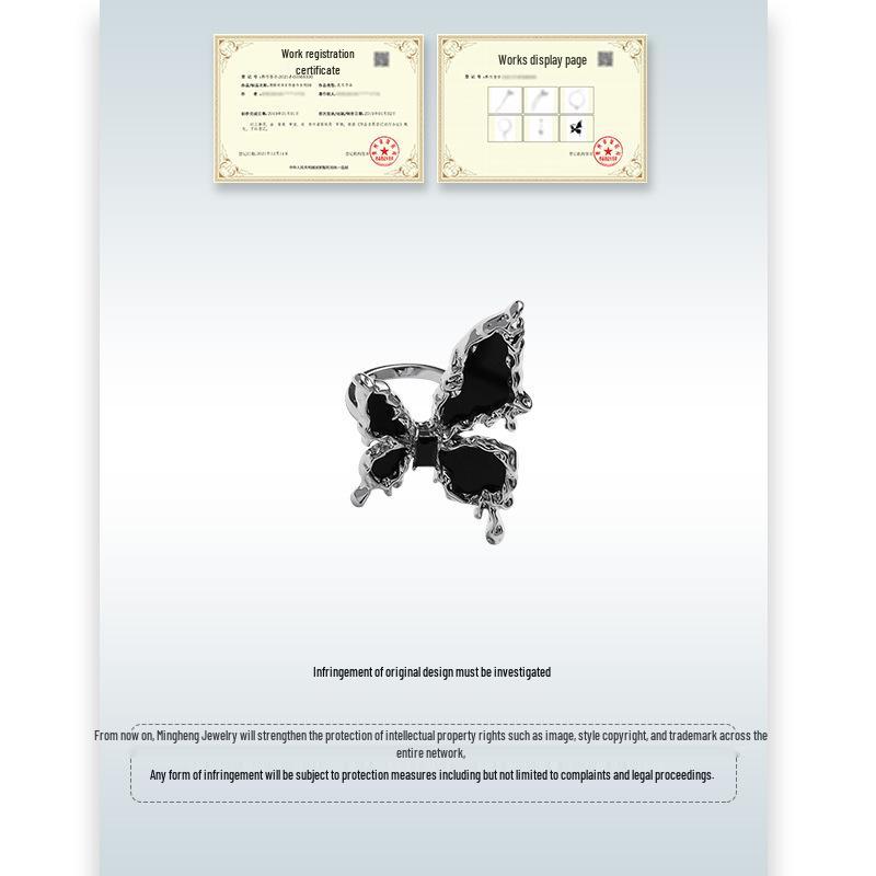 Black Celestial Butterfly Ring: Stylish Dark Luxury for Women & Trendy Couples