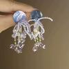 Rice Beads Beaded Flower Round Earrings Women's Fresh and Fashionable Stud Earrings High-end Commuting Versatile Earrings
