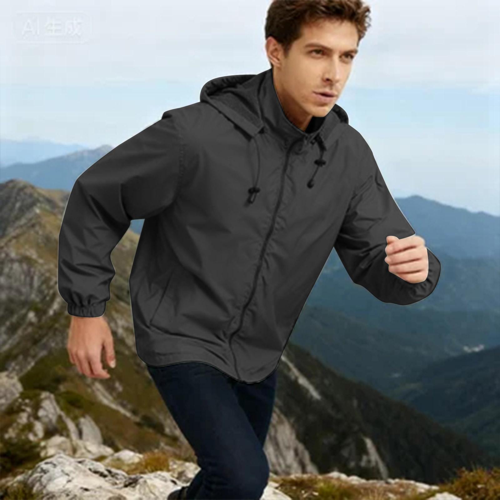 

Мужская уличная ветровка с капюшоном - Ветрозащитная и водонепроницаемая верхняя одежда L чёрный