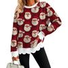 Women's Christmas Print Crewneck Sweatshirt with Scalloped Wavy Hem Casual Holiday Top