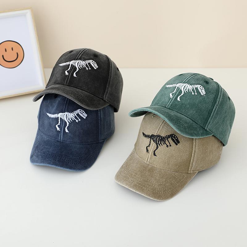 Cappelli Sportivi Scuola Neonato Maschio Baseball Estivi Ricamati Dinosauro Bambini Esterno Bambini Cappellini per 2-8 Anni Regolabili