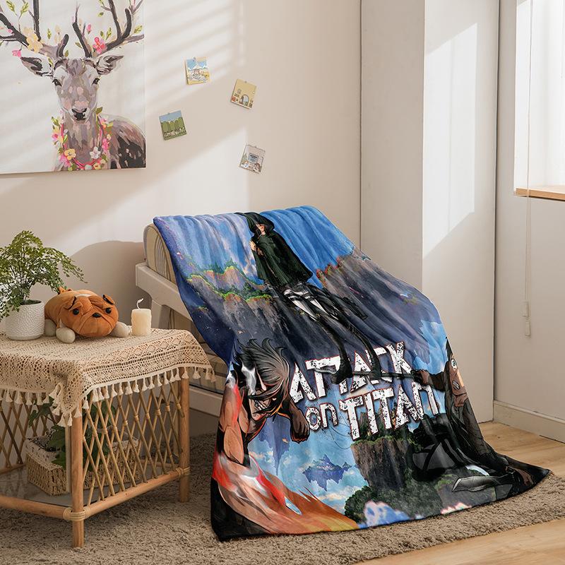 Cartoon Attack On Giant Series Double Sided Flannel 3D Digital Printing Blanket Cover