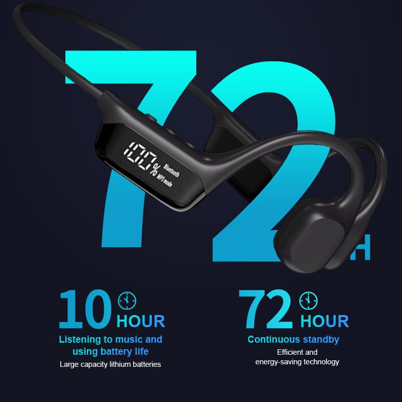 Wireless Ipx8 Waterproof Bone Conduction Headphone With 32G For Swimming Sporters Ear-Hook Open Ear Earphone Led Display Screen