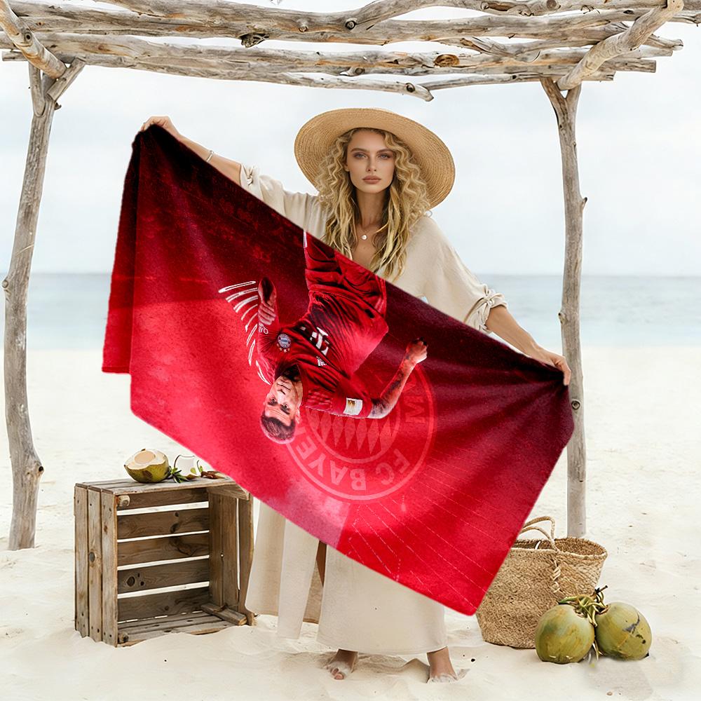 Dynamic Soccer Player Beach Towel Soft Durable Quick-Dry Comfortable Lightweight Suitable for Swimming, Gym, Camping, Yoga Vacation