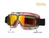 [IronKing] Retro Motorcycle Goggles PC Lens Multi-Purpose Windproof Sandproof Anti-Fog UV Protection Outdoor Sports Goggles T-13 (Red Lens)