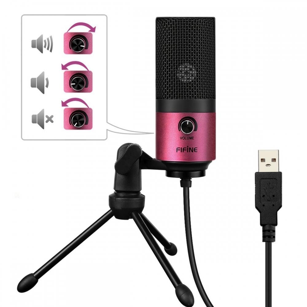 FIFINE USB Microphone, Condenser Microphone, Unidirectional PC Microphone, Internet Calling, Working from Home, Distribution, Game Live Recording, Hom