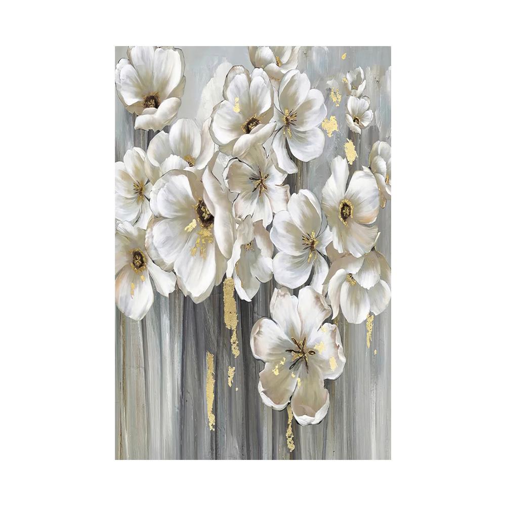 Abstract Wall Art Picture for Living Room Oil Paintings on Canvas Many White Flowers Hotel Decor Home Decor
