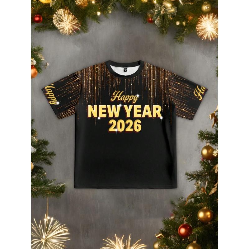 

Happy New Year Pattern T Shirt For Unisex Horse Year 3D Print Tees Summer Casual Street Round Neck Tops Short Sleeve Loose TShirts S