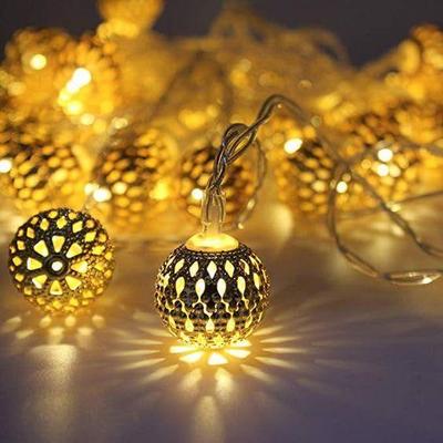 Metal Ball Light for Decoration - 3.8 Meter, Moroccan Ball Light, Led Light for Home Decoration, String Light for Decoration