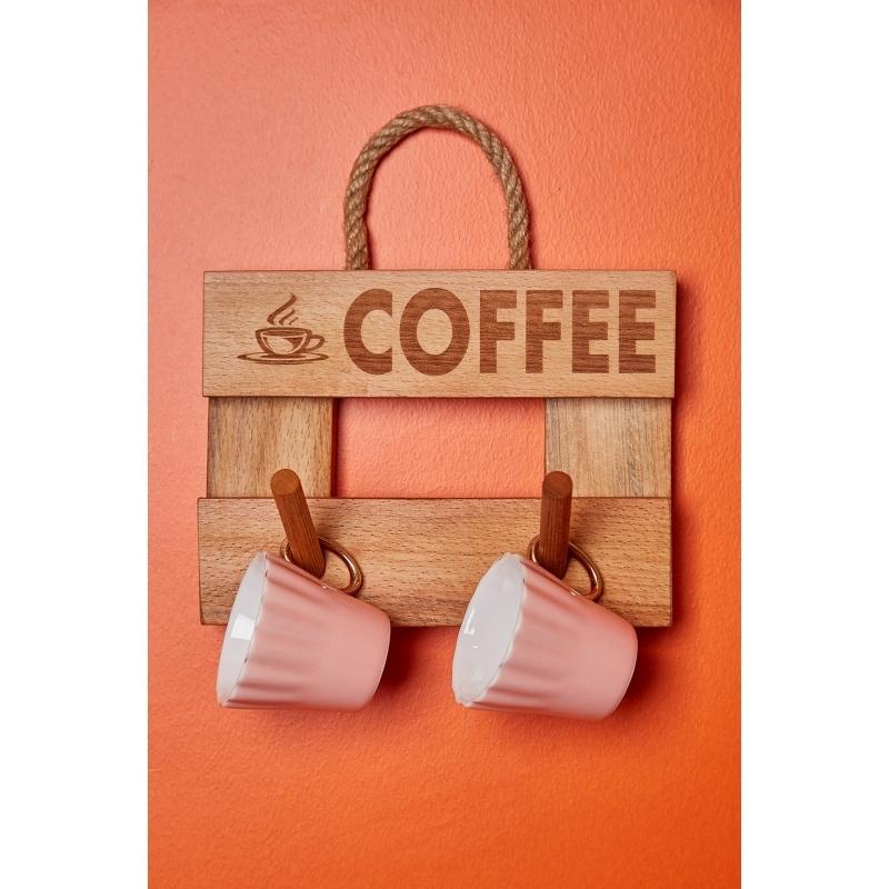 

Деревянная декоративная подставка для чашек с лазерным рисунком на 2 чашки