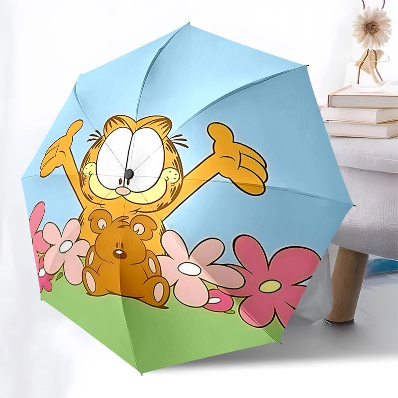 Garfield Outdoor Umbrella with Auto Open Close Mechanism, Foldable Design, 8-Rib Iron Frame - Perfect Gift for Fans and Travelers0104424a