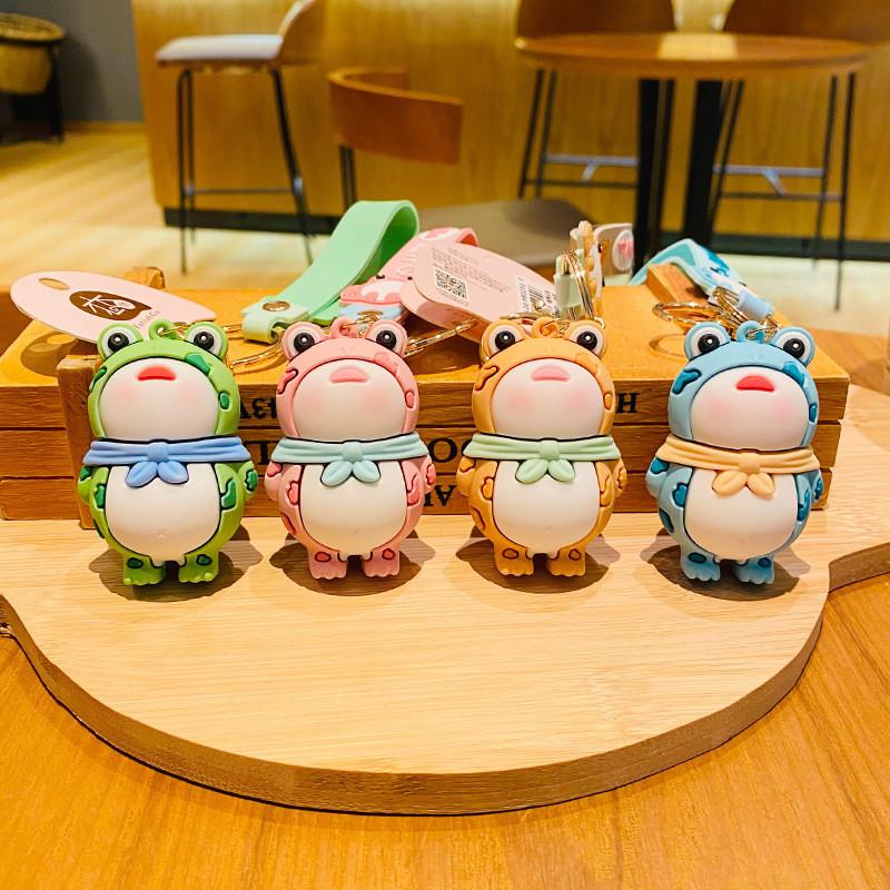Fashionable Pvc Frog Keychain Whimsical Cartoon Design Blue Key Accessory