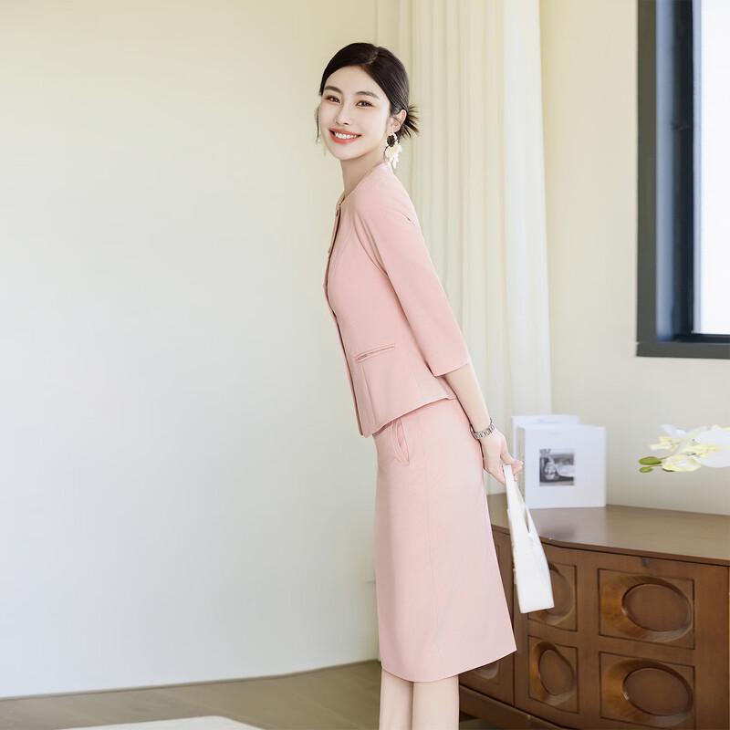Taluoman Cherry Blossom Pink Seven-Sleeve Blazer Set for Women