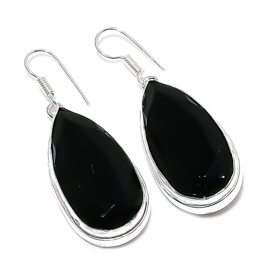 

Black Spinel Gemstone Handmade Ethnic Jewelry Earring 1.97 SR-6835