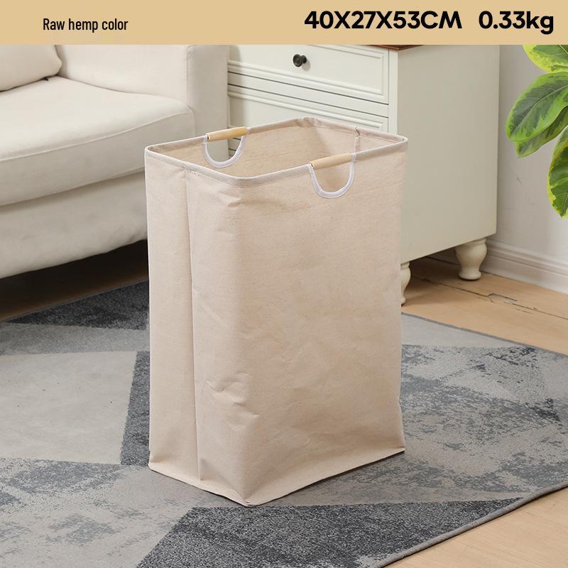 Foldable Laundry Basket with Wooden Handles - Waterproof, Large Capacity, for Toys and Clothes, Cotton and Linen Fabric