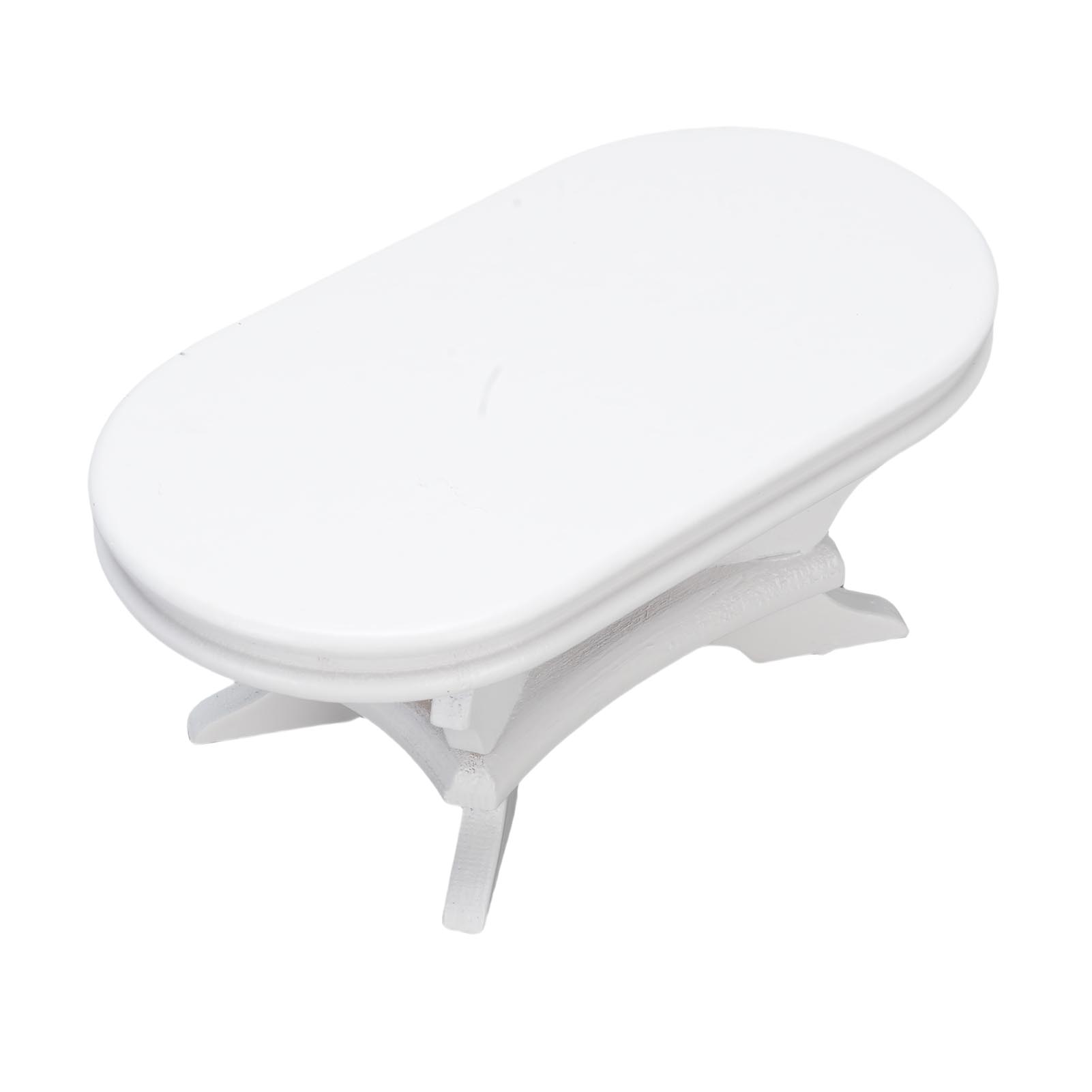 

1:Кукольный домик Масштаб 12 Деревянный Кофейный Столик Белый Овальной Формы Миниатюрный Чайный Столик Декоративные Аксессуары