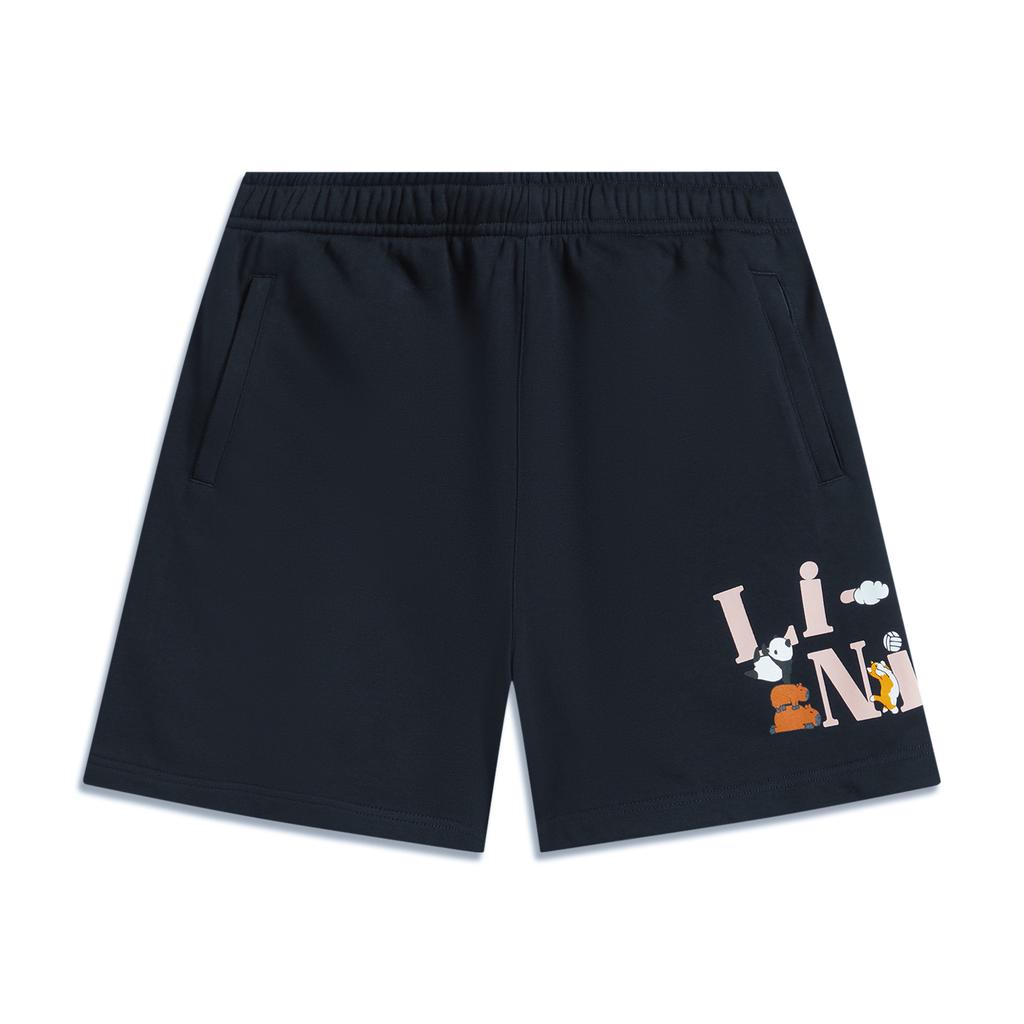 Li Ning Sports Lifestyle Series Breathable Versatile Mid-Rise Casual Shorts Women Shorts Outer-Space-Blue AKSV306-2