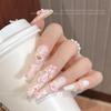 Cartoon Rose Pink Pearl Heart Bow Nail Accessories with Rhinestones