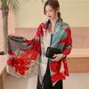 New printed silk scarf women's sunscreen shawl long large size encrypted brocade autumn and winter scarf thin shawl