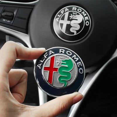 UHNPV1 TFLGX1 1 Pièce 40mm Autocollant Emblème Logo Volant de Voiture pour Mito Giulia Giulietta 147 156 166 159 Stelvio Sportiva 4C 8C GT