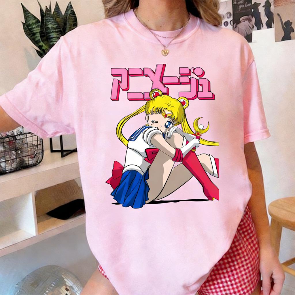 2026 Sailor Moon Anime Childrens T Shirt Women Unisex Short Sleeve Tee Loose Casual Tops Summer Y2k Cartoon Graphic Tee Streetwear