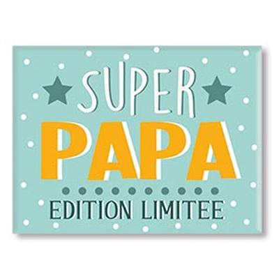 [A3380] - Ceramic Magnet 'Papa' Blue (Super Dad Limited Edition! ) - 8x6cm