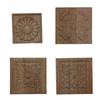 European Solid Wood Relief Carving: Square Rubber Wood Floral Patch for Cabinet Decoration