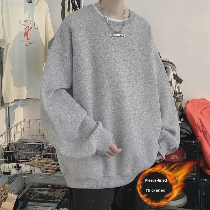 

Весна и осень 2023 г. Модные свободные толстовки с круглым вырезом для мужчин, доступны большие размеры 5XL светло-серый