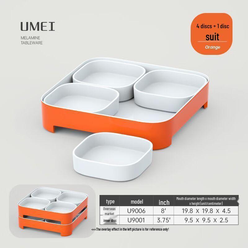 Jijun Two-Tone Melamine Square Divided Dinnerware Set