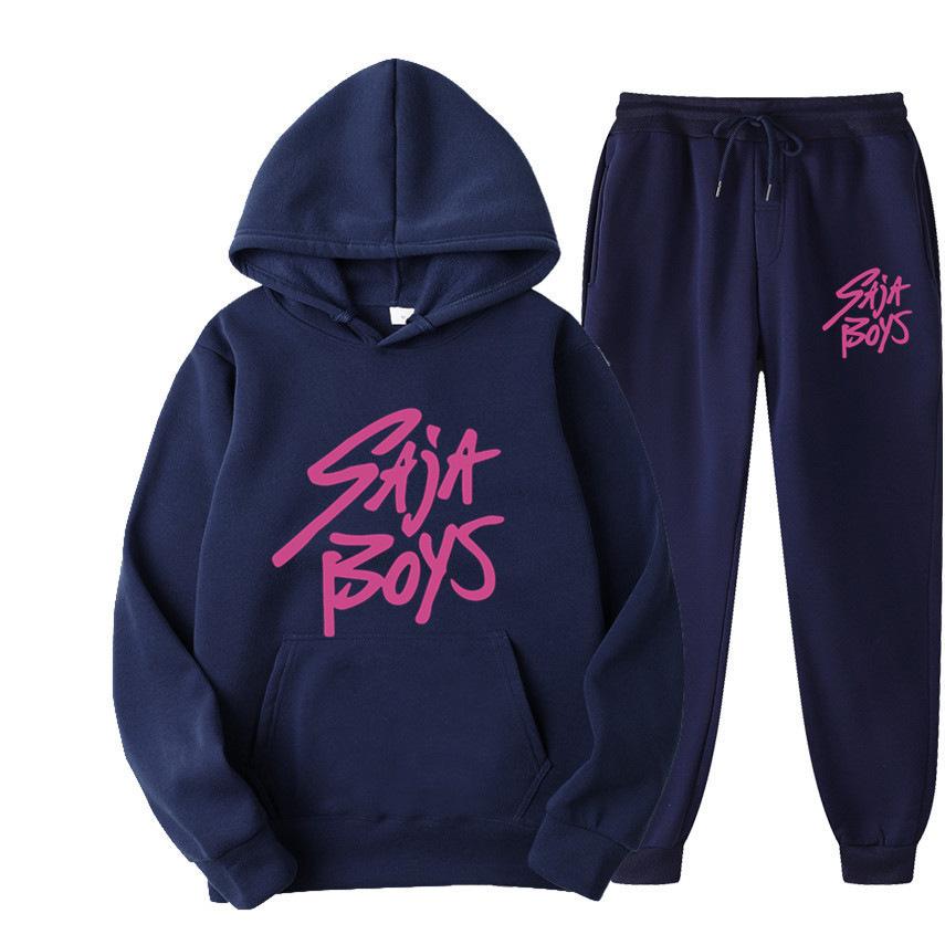 New Saja Boys Sweater Two-piece Men's and Women's Fleece Hoodie Set
