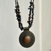 Vintage Bead Necklace with Round Pendant, Irregular Stone-Look Strand and Adjustable Length for Simple Sweaters Shirts and T Shirts