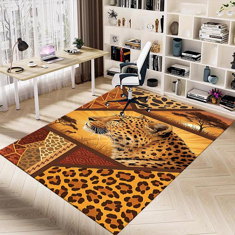 1 Stück Leopardenmuster Safari Extra Groß Rutschfester Teppich, Büro, Familie, Schlafzimmer, Studio - Großer Teppich für Innenbereiche, Lebendige Farben - A225