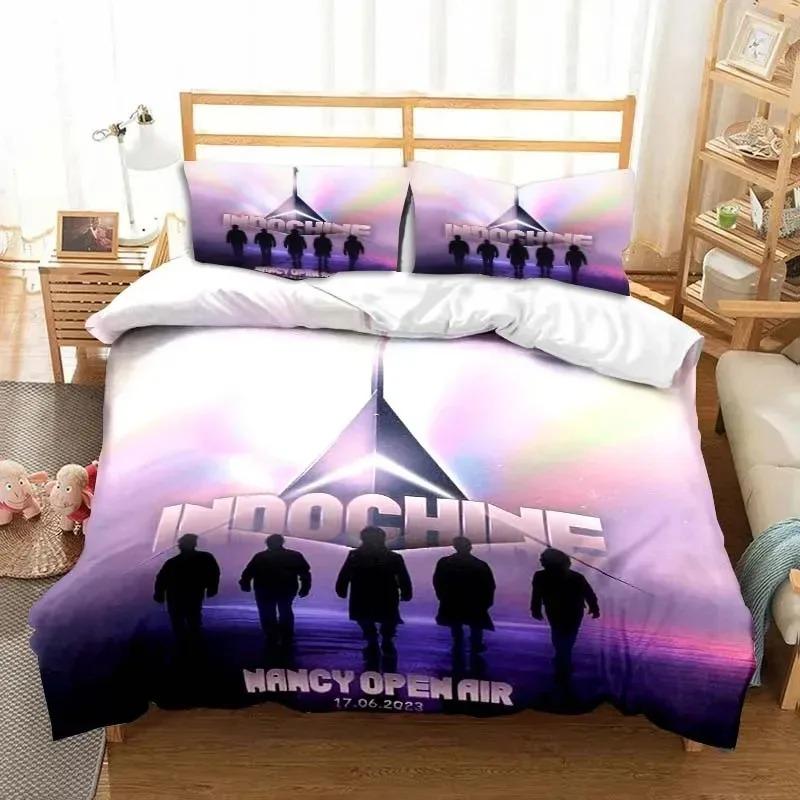 3D-tryck Indochine Rock Logotyp Sängkläder Set Dubbel Twin King Påslakan Täcke Örngott Pojkar Flickor Vuxna Sovrum