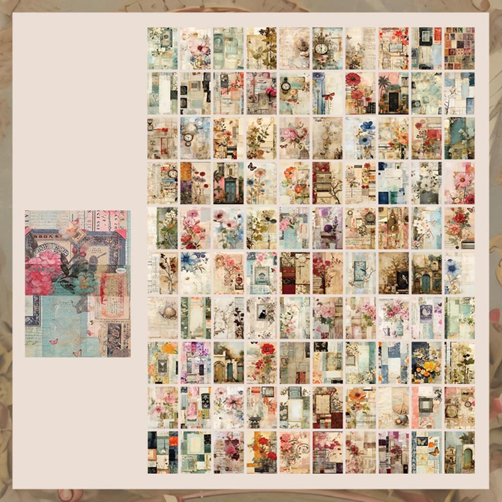 Mr. Paper, 100 pcs/book, Space Planet Retro Nostalgic Diary Scrapbook Paper,Card Message Background Paper, Wall Painting Collage