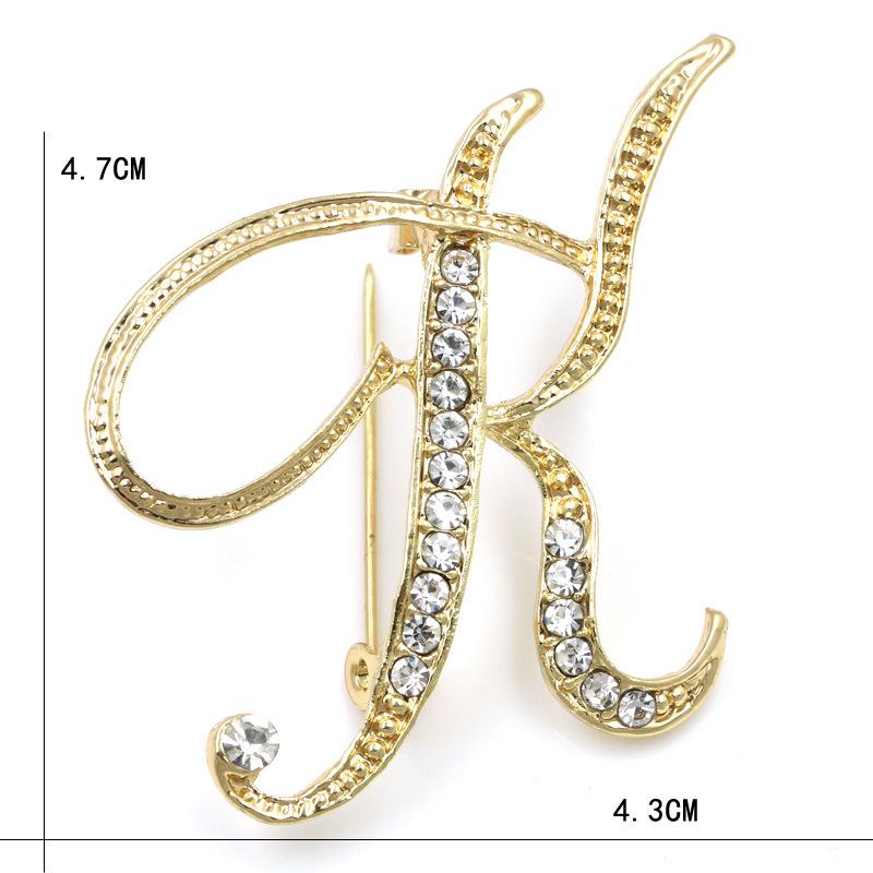 Trendy 26-Letter Rhinestone Brooch Pin - Fashion Accessory for Clothing & Bags