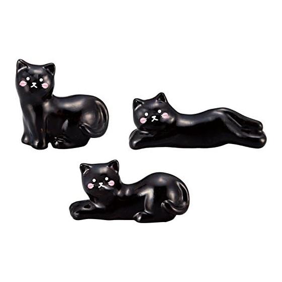 Sunart Cute Tableware Cat Kitchenware Black Cat (Set of 3) Chopstick Rests SAN2397 - Set of 3 different shaped black cat motif chopstick rests